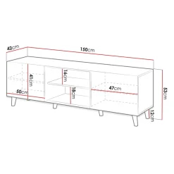 Mobile porta TV 150x52h cm 2 ante cannettato antracite Essence