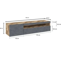 Mobile porta TV 155x37h cm 1 anta antracite Light Small Gihome®