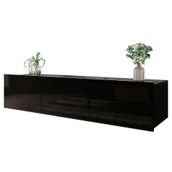 Mobile porta TV 150x37h cm 2 ante nero lucido Mons