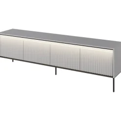 Mobile porta TV 193x56h cm 4 ante led cannettato grigio nero Camelia