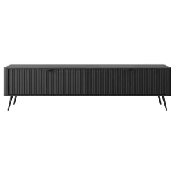 Mobile porta TV 200x51h cm 2 ante nero opaco cannettato Ramis