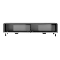 Mobile porta TV 200x51h cm 2 ante nero opaco cannettato Ramis