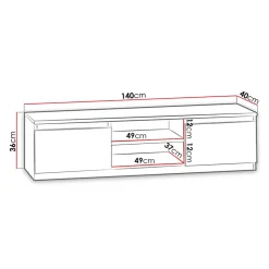 Mobile porta TV 140x36h cm 2 ante 2 vani moderno bianco Hippo