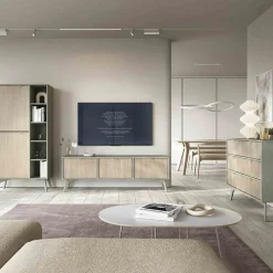 Mobile porta TV 158x52h cm 3 ante verde salvia rovere Myrta