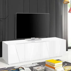 Mobile porta TV 163x46h cm 4 ante bianco lucido Zenzero Gihome®