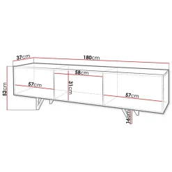Mobile porta TV 180x52h cm 3 ante bianco lucido Kalmar
