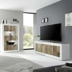 Mobile porta TV 210x66h cm 2 ante 2 cassetti  bianco lucido pero Eternity