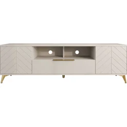 Mobile porta TV 204x60h cm 2 ante 2 cassetti 2 vani a giorno beige con frontali serigrafati  Miriam