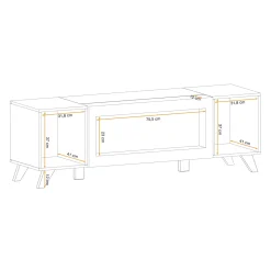 Mobile porta TV 160x52h cm 2 ante con biocamino noce con stampa nera Mendes