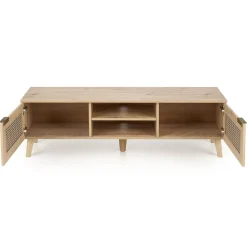 Mobile porta tv 150x45h cm 2 ante 2 vani a giorno moderno rovere Sombra