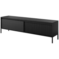Mobile porta TV 187x54h cm 2 ante nero opaco cannettato Ciar