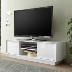 Mobile porta TV 139x44h cm 2 ante soggiorno bianco lucido Spirit