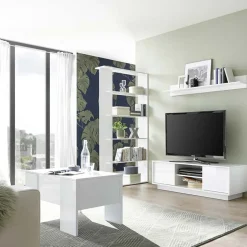Mobile porta TV 139x44h cm 2 ante soggiorno bianco lucido Spirit