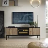 Mobile porta TV 153x56h cm 3 ante moderno nero rovere antico cannettato Bali
