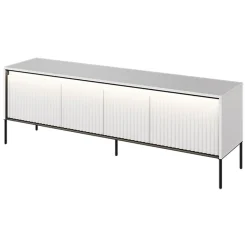Mobile porta TV 167x56h cm  2 ante led cannettato bianco opaco nero Camelia