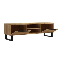 Mobile porta TV 180x50h cm 2 ante soggiorno quercia metallo nero Petra