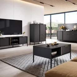 Mobile porta TV 153x53h cm 2 ante 2 vani moderno antracite Nebula