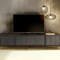 Mobile porta TV 205x48h cm 4 ante nero frassinato Tosca