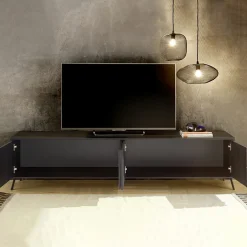 Mobile porta TV 205x48h cm 4 ante nero frassinato Tosca