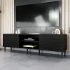 Mobile porta tv 180x53h cm 2 ante 2 vani a giorno cannettato nero Flippo