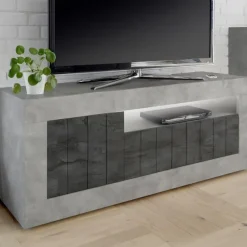 Mobile porta TV 138x56h cm 3 ante soggiorno cemento ossido Florena