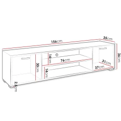 Mobile porta TV 156x36h cm 2 ante design moderno bianco Pastello