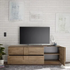 Mobile porta TV 182x63h cm 1 anta 2 cassetti moderno rovere Alvarez