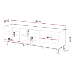 Mobile porta TV 150x52h cm 2 ante cannettato bianco Essence