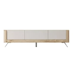 Mobile porta TV 200x52h cm 2 ante 1 cassetto rovere tortora lucido Jumbo