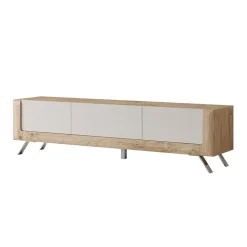 Mobile porta TV 200x52h cm 2 ante 1 cassetto rovere tortora lucido Jumbo