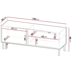 Mobile porta TV 120x48h cm 1 anta 2 vani bianco opaco Giuggiola