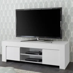 Mobile porta TV 138x44h cm 2 ante soggiorno bianco opaco Halston