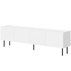 Mobile porta TV 200x59h cm 4 ante con frontali decorati bianco Daniele