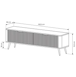 Mobile porta TV 163x51h cm 2 ante nero opaco cannettato Ramis