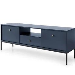 Mobile porta TV 154x56h cm 2 ante con cassetto moderno blu notte Glory