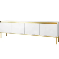 Mobile porta TV 200x60h cm 4 ante bianco oro Praga