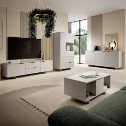 Mobile porta TV 180x55h cm 2 cassetti grigio Stone