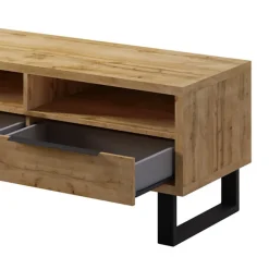 Mobile porta TV 124x50h cm 2 cassetti quercia metallo nero Petra