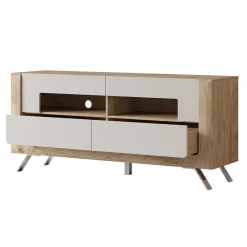 Mobile porta TV 160x74h cm 2 cassetti rovere tortora lucido Jumbo