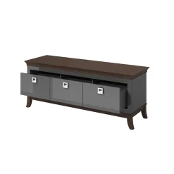 Mobile porta TV 160x63h cm 3 cassetti moderno antracite lucido rovere scuro Umag