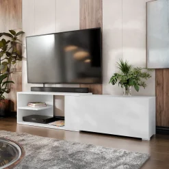 Mobile porta TV 137/180x40h cm allungabile moderno bianco Pepita