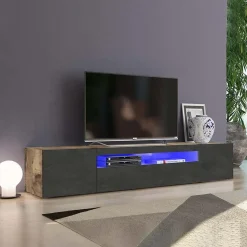 Mobile porta TV 200x37h cm  antracite pero Light Big Gihome®