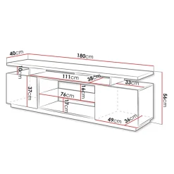 Mobile porta TV 180x56h cm con led nero lucido Blackburn