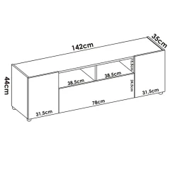 Mobile porta TV 142x44h cm legno rovere bianco Esteban