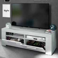Mobile porta TV 120x40h cm moderno bianco cemento Zante
