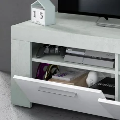 Mobile porta TV 120x40h cm moderno bianco cemento Zante