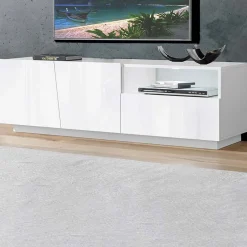 Mobile porta TV 150x46h cm moderno bianco lucido Candia Gihome®