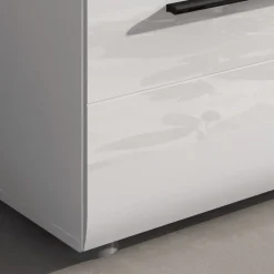 Mobile porta TV 160x40h cm moderno soggiorno bianco lucido Cold
