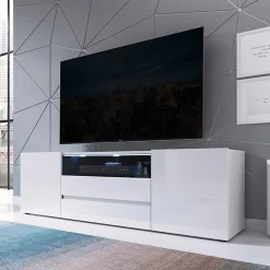 Mobile porta TV 137x43h cm moderno soggiorno bianco Rice