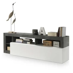 Mobile porta TV 184x58h cm moderna bianco lucido ossido Invictus